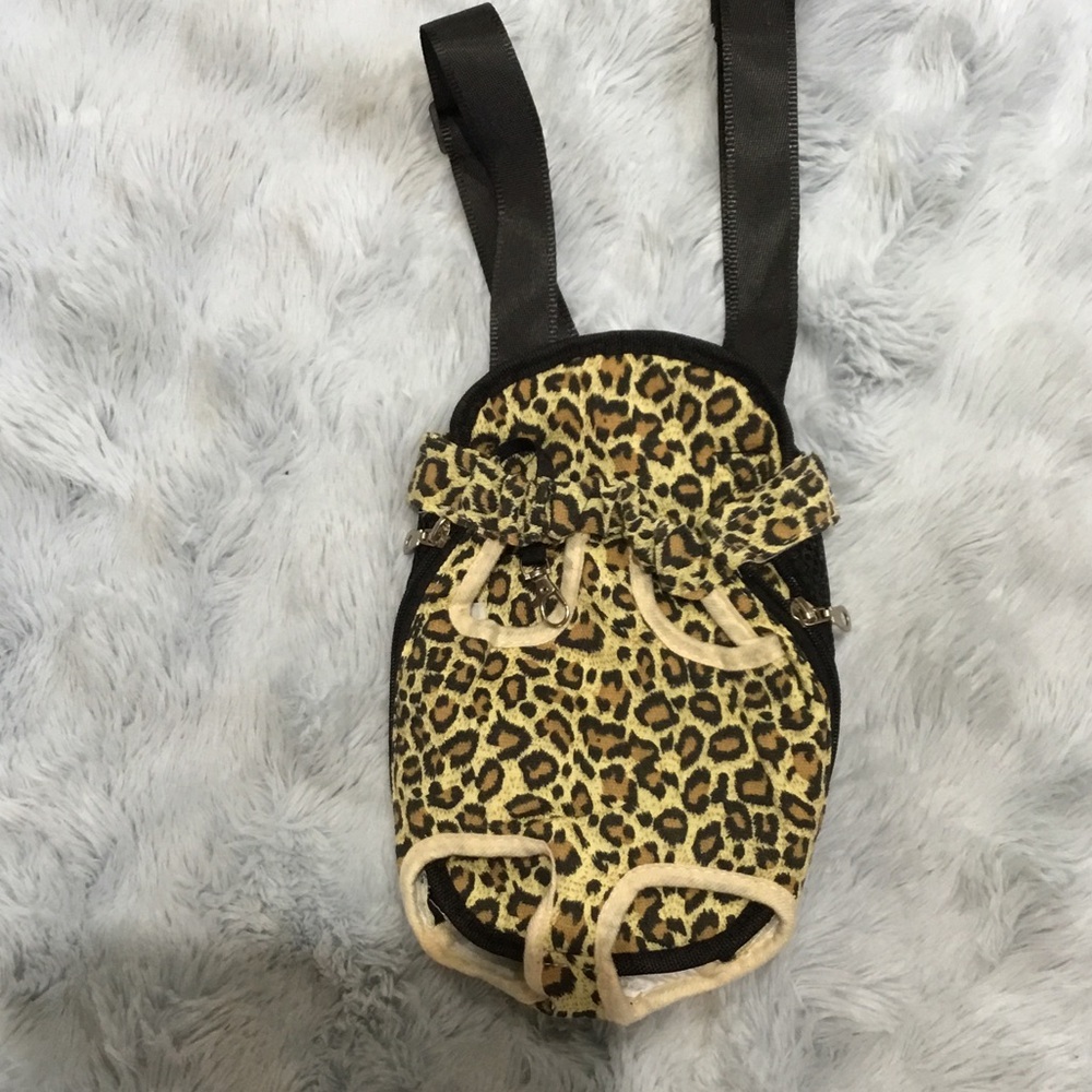 Leopard Print dog backpack carrier - Yellow/Brown